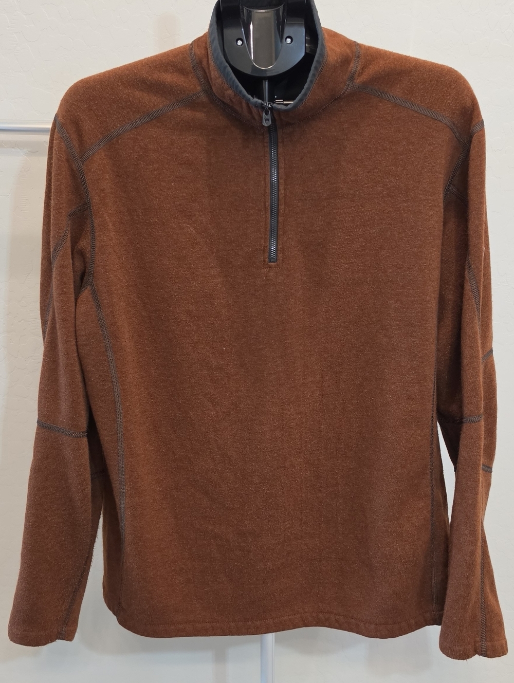 Kuhl Men's Zip-Neck Sweater in Rust Brown